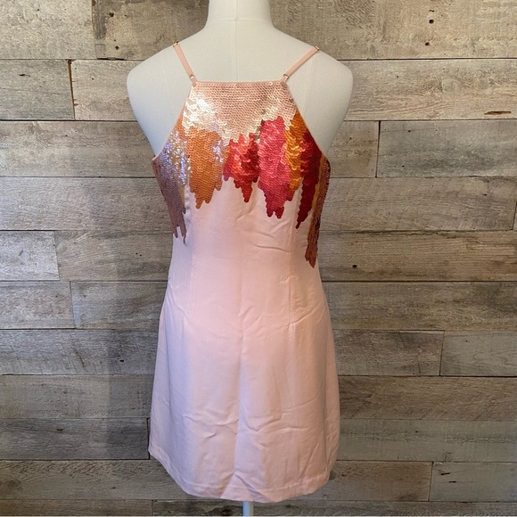 Guess by Marciano women’s blush barbiecore sequinned‎ mini  party cocktail dress - Picture 3 of 8